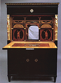 Biedermeier furniture makers used gold and black paint to decorate their pieces.
