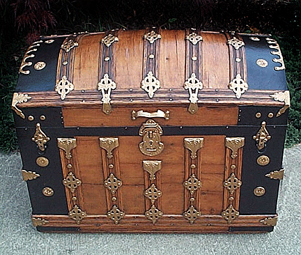 Very Large Antique Travel Suitcase, English, Leather, Steamer, Shipping  Trunk