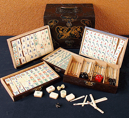 Roseberys London  A Chinese boxed bamboo backed and ivory Mahjong set