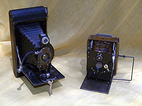 Two folding cameras from Bob Brooke's collection.